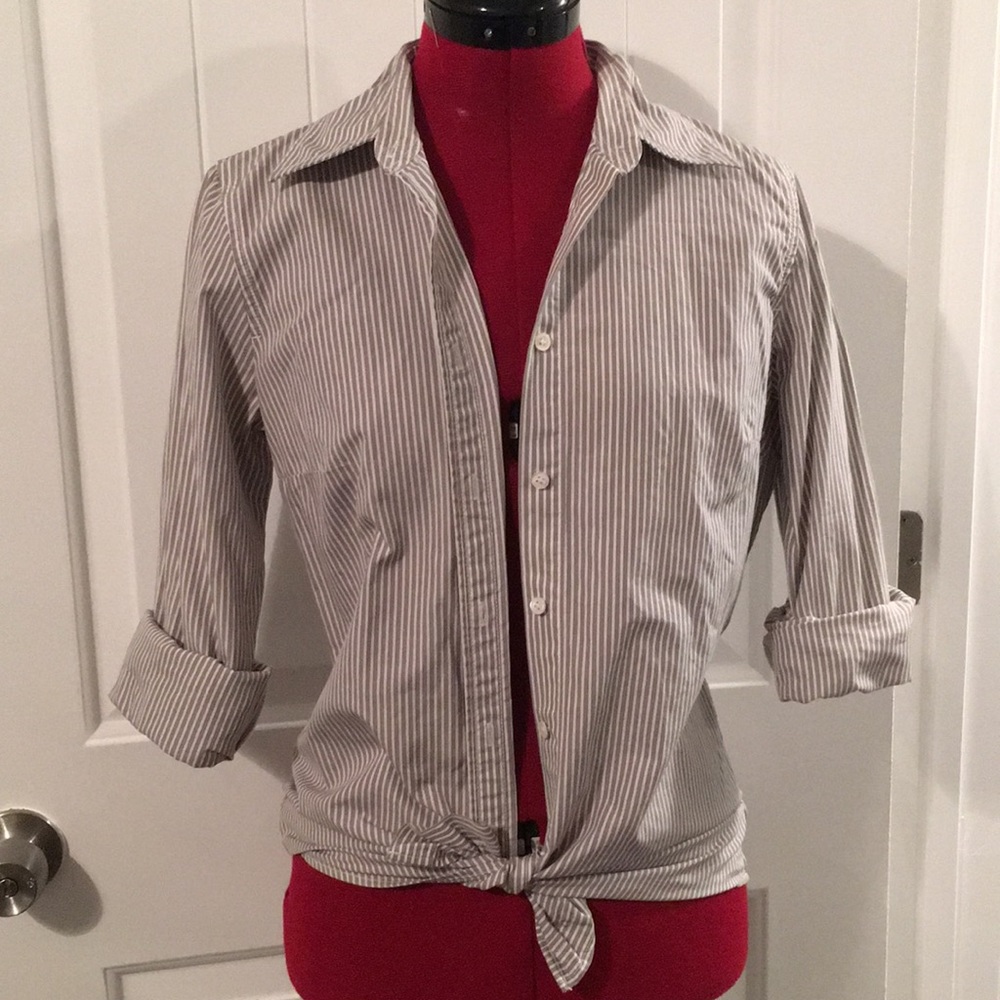 J. Crew Grey & White pinstripe Button Down
